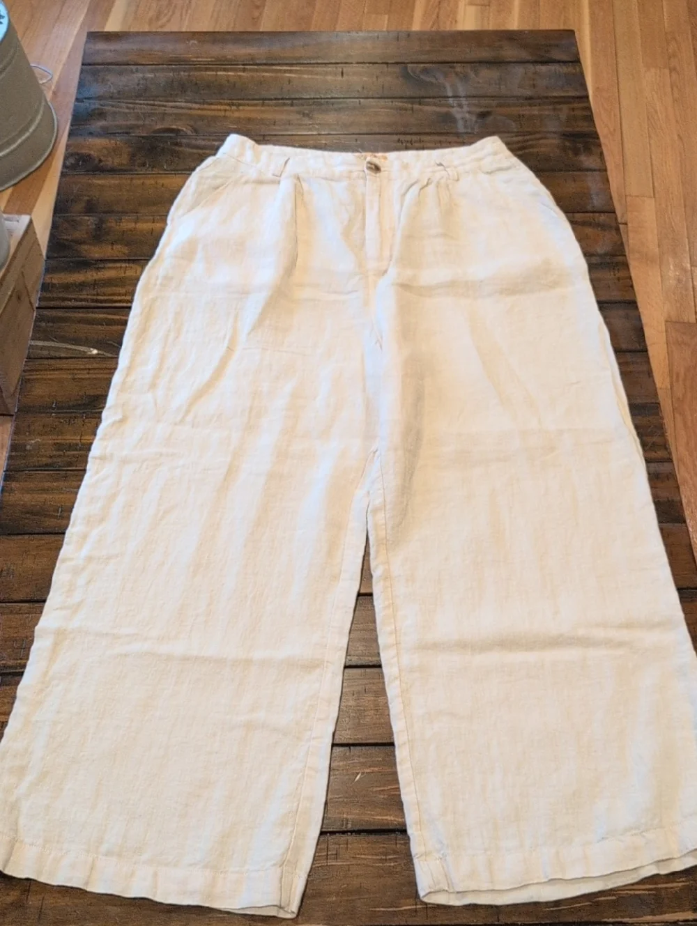 Vrg Grl Keeping Cool Linen Pleated Wide Leg Pants Au10 Us6